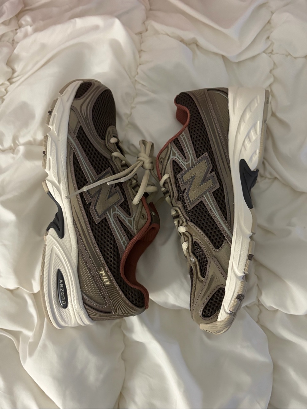 New Balance 740 Brown, White and Rust Running Sneakers